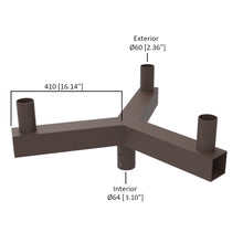 30 in. 120-Degree Triple Low Profile Bullhorn Mounting Bracket Tenon Adapter for Round Outdoor Pole Lights
