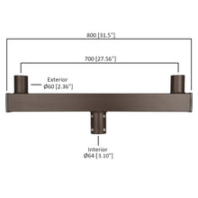 32 inch 180-Degree Double Low Profile Bullhorn Bracket for Round LED Outdoor Pole Lights