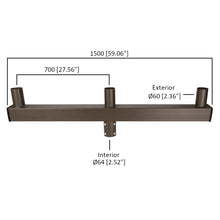 60 in. 180-Degree Triple In Line Low Profile Bullhorn Mounting Bracket Tenon Adapter for Round Outdoor Pole Lights