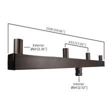 64 in. 180-Degree Quad In-Line Low Profile Bullhorn Mounting Bracket Tenon Adapter for Round Outdoor Pole Lights