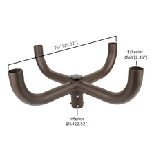 17 in. 90-Degree Quad Bullhorn Mounting Bracket Tenon Adapter for Round Outdoor Pole Lights