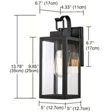 13 in. 1-Light Matte Black Outdoor Wall Lantern Sconce