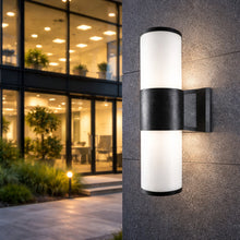 13 in. 2-Light Matte Black Outdoor Wall Lantern Sconce