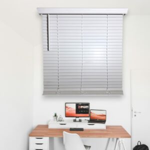 Faux Wood 2-inch Blinds White 23×72 Outside Mount